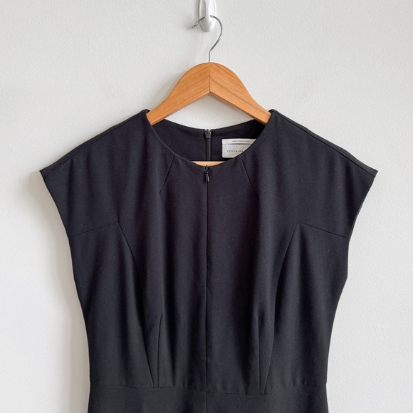 VERONIKA MAINE • Stretch Suit Zip Neck Pencil Dress in Black - Picture 3 of 15